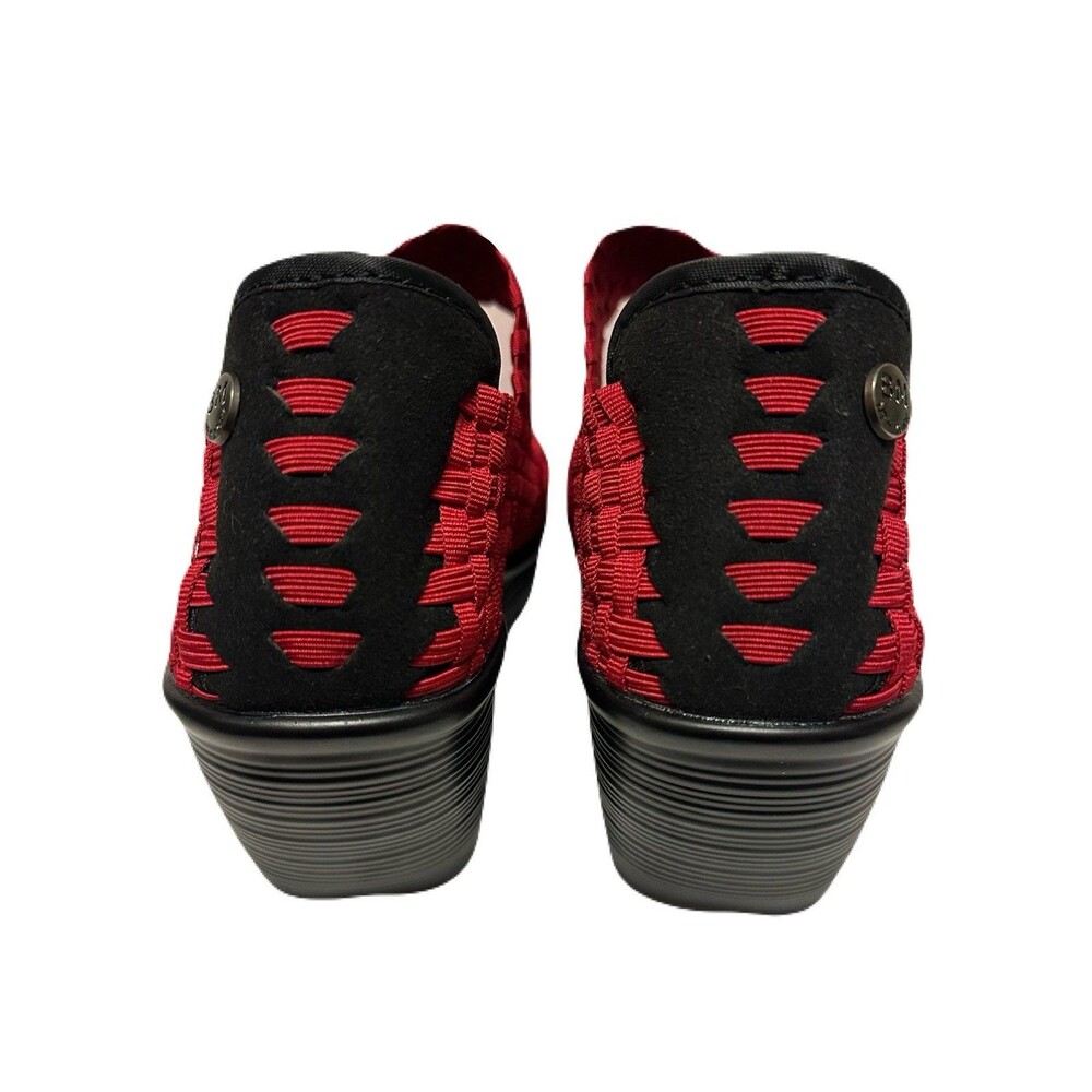 NEW Bernie Mev Lulia Womens Size 38 7-7.5 US Red Woven Stretch Knit Wedge Shoes - Picture 5 of 9